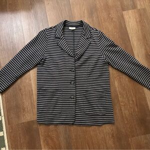 J. Jill Navy and White Striped Blazer